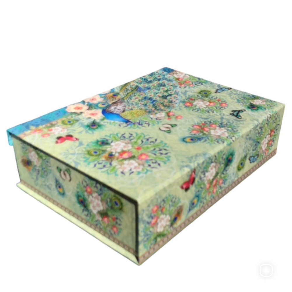 Punch Studio Cherry Blossom Peacock Decorative Flip Top Nesting Box (94811), Lg - Picture 6 of 9